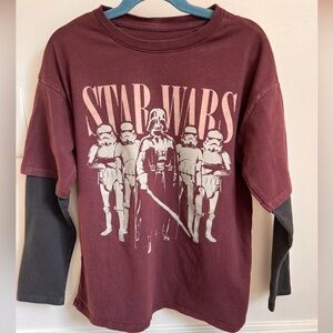 Old Navy Kids Maroon and Dark Gray Star Wars Long Sleeve Tee
